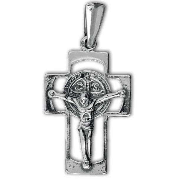 Krzyż srebrny Św. Benedykt - 3,2 g - srebro 925 - k3009
