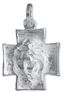 Krzyżyk srebrny - głowa Pana Jezusa - k125