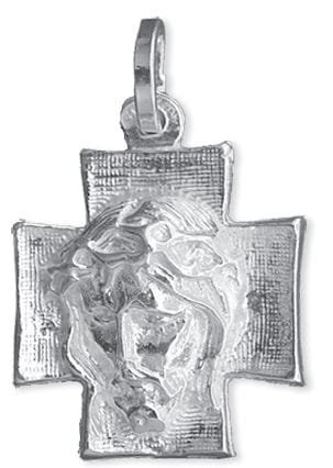 Krzyżyk srebrny - głowa Pana Jezusa - k125
