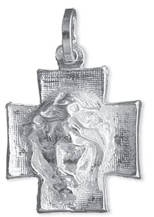 Krzyżyk srebrny - głowa Pana Jezusa - k125