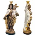 Figurka Matki Boskiej Szkaplerznej z Dzieciątkiem Jezus – 12 cm, ręcznie malowana, masa żywiczna, kolorowa.