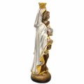 Figurka Matki Boskiej Szkaplerznej z Dzieciątkiem Jezus – 12 cm, ręcznie malowana, masa żywiczna, kolorowa. Bok figurki