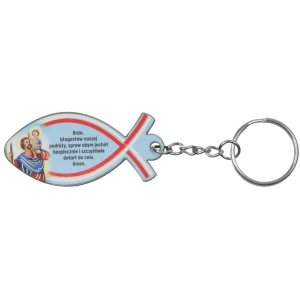 Brelok do kluczy - Święty Krzysztof - rybka katolicka