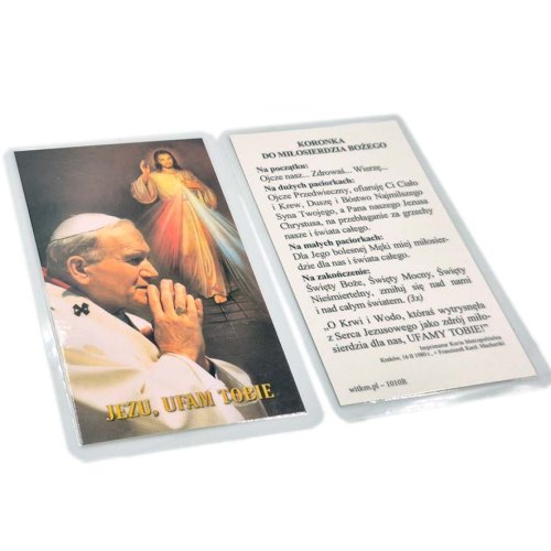 Jezus Miłosierny - Jan Paweł II - obrazek laminowany