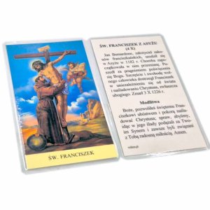 Święty Franciszek -  laminowany obrazek z modlitwą
