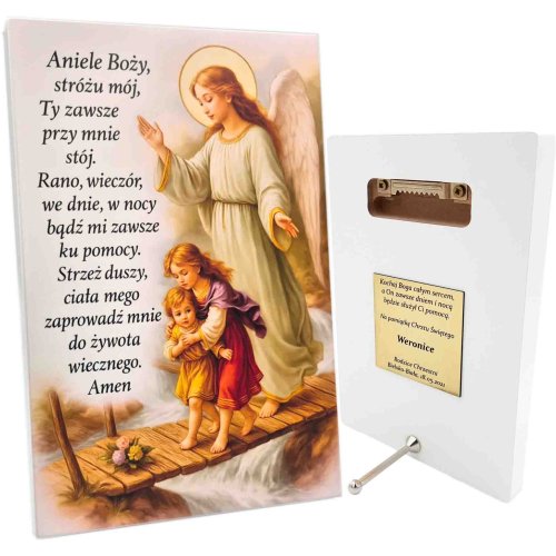 Obraz Anioł Stróż - Aniele Boży - lakierowany - grawer