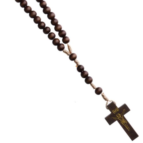 Różaniec drewniany na sznurku - ciemny