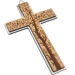 Krzyżyk wiszący - 15,5 cm - drzewo - jasny