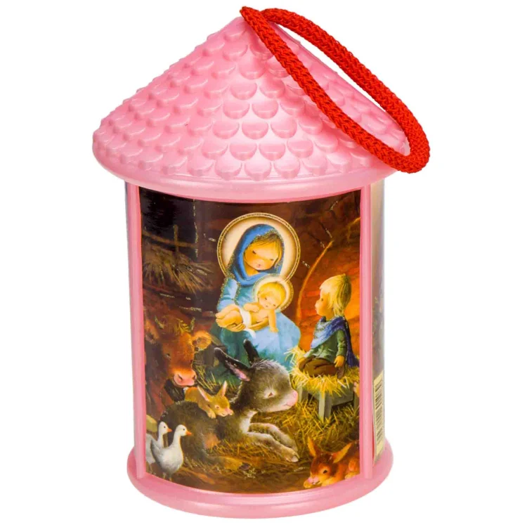 Lampion adwentowy różowy - LED - lpd
