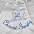Szatka do Chrztu Świętego - śliniak - niebieski aniołek