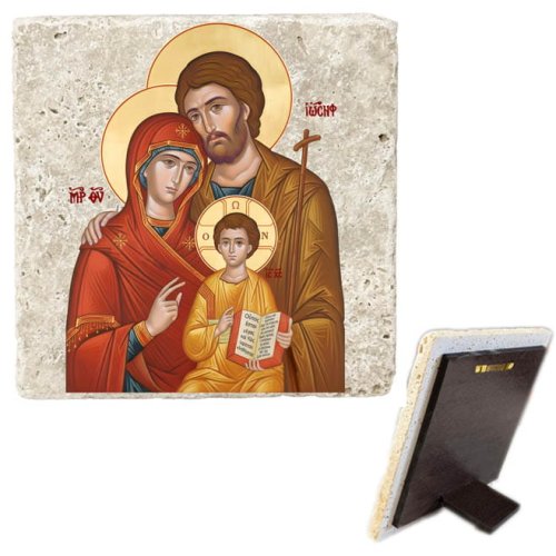 Święta Rodzina - obrazek na kamieniu 15 cm