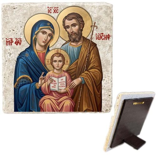 Święta Rodzina - obrazek na kamieniu 15 cm l