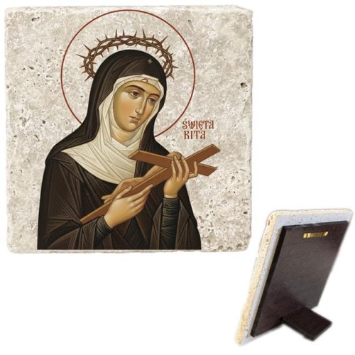 Święta Rita z Cascii - ikonka na kamieniu 15 cm