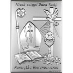 Srebrna pamiątka Bierzmowania - obrazek 6 cm x 9 cm