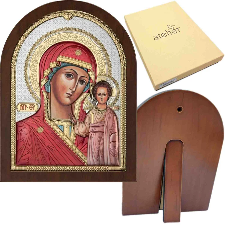 Ikonka srebrzona - Matka Boska Kazańska 12 cm