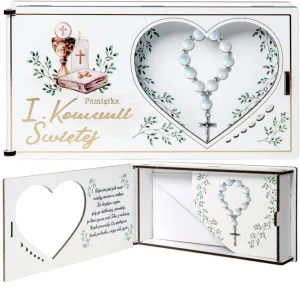 Pudełko z Różańcem - pamiątka I Komunii dla chłopca