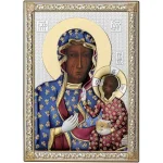 Ikona srebrzona - Matka Boska Częstochowska 13 cm x 18 cm