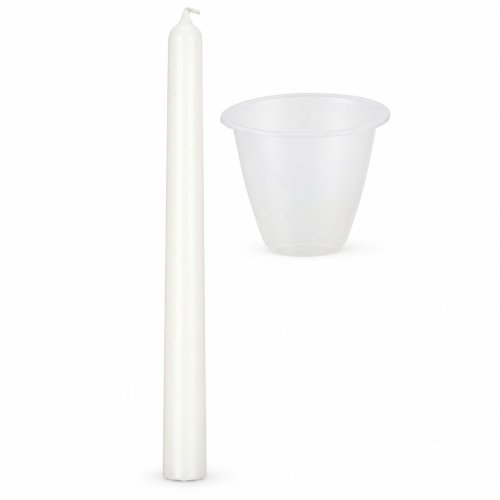 Świeca biała z osłonką - 26 cm