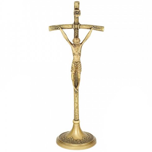 Krzyż stojący papieski 31 cm - złoty