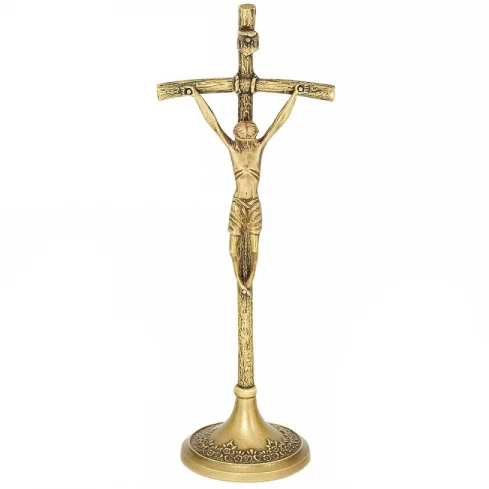 Krzyż stojący papieski 31 cm - złoty