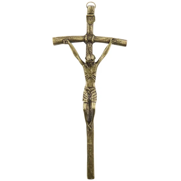 Krzyż papieski do zawieszenia 27 cm mosiądzowany