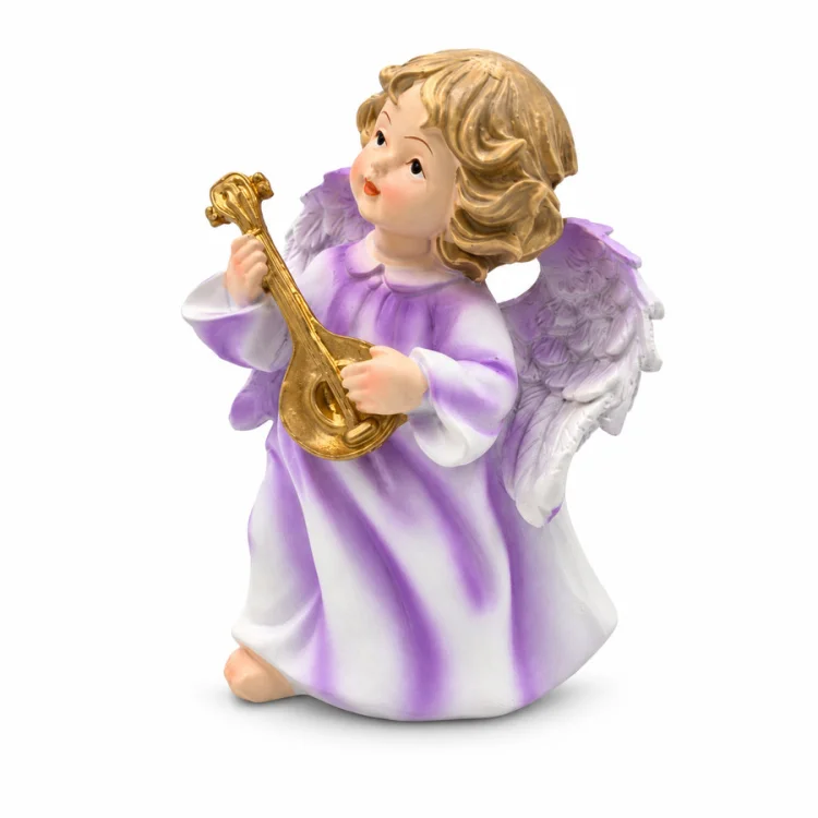 Aniołek z mandoliną - figurka 11 cm