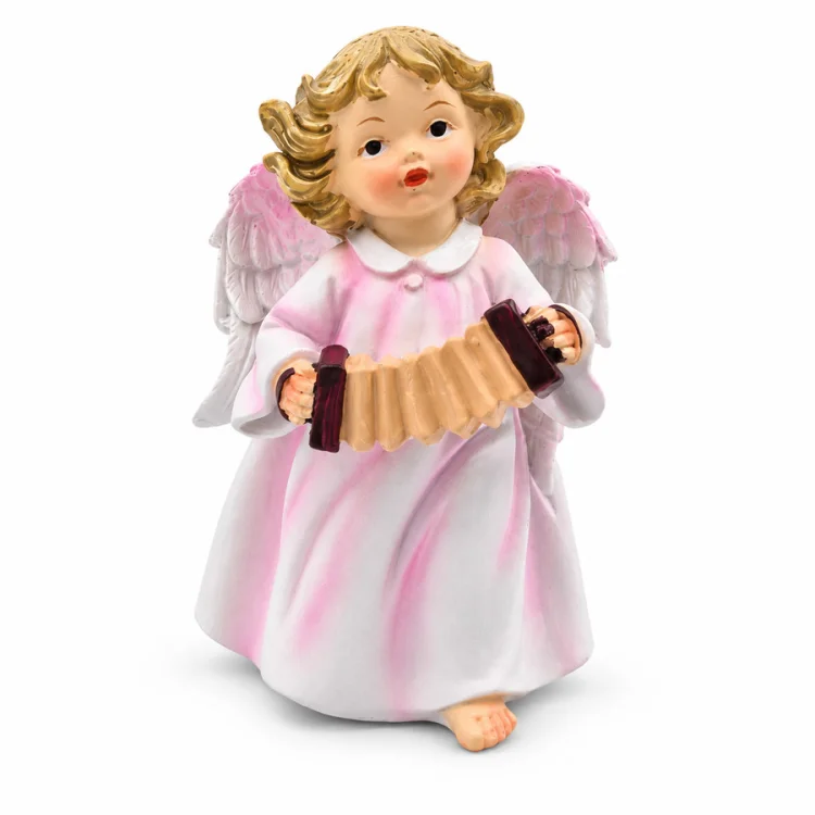 Aniołek z akordeonem - figurka 11 cm
