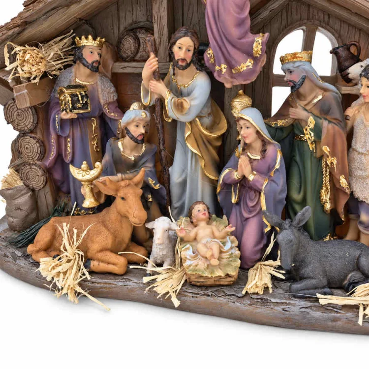 Szopka Bożonarodzeniowa z figurkami - 38 cm