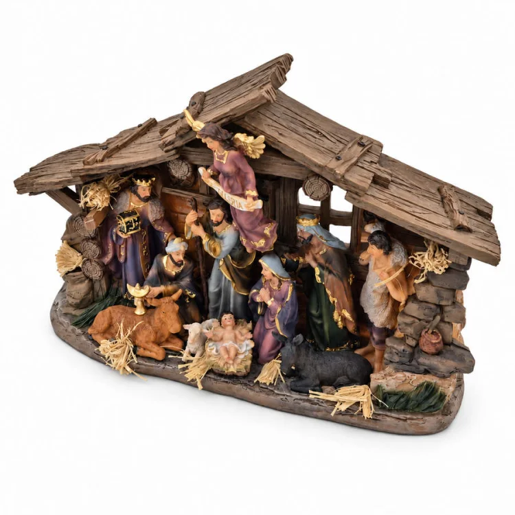Szopka Bożonarodzeniowa z figurkami - 38 cm