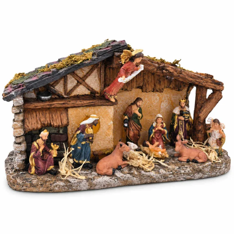 Szopka Bożonarodzeniowa z figurkami 36 cm - podświetlana