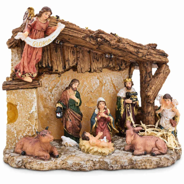 Szopka Bożonarodzeniowa z figurkami 36 cm - podświetlana