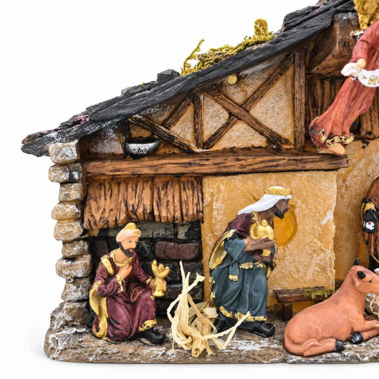 Szopka Bożonarodzeniowa z figurkami 36 cm - podświetlana
