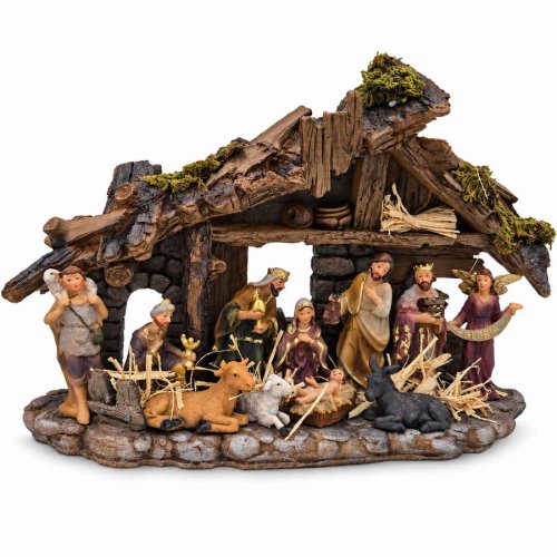 Szopka Bożonarodzeniowa z figurkami - 32 cm