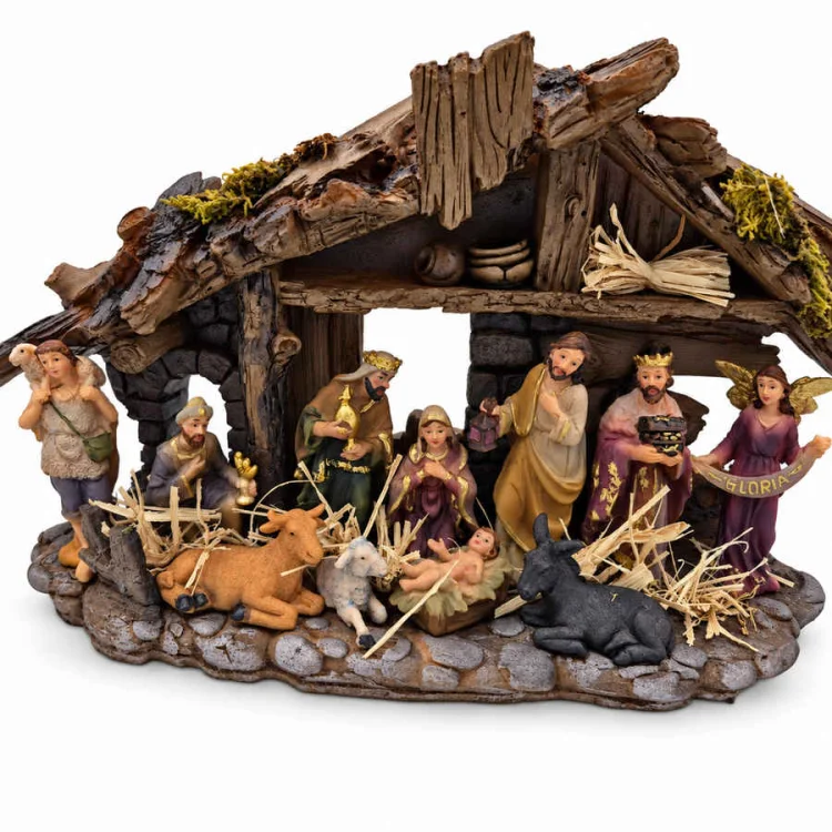Szopka Bożonarodzeniowa z figurkami - 32 cm