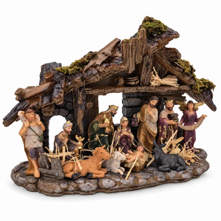 Szopka Bożonarodzeniowa z figurkami - 32 cm
