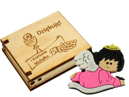 Podziękowanie I Komunia pudełko + aniołek magnes