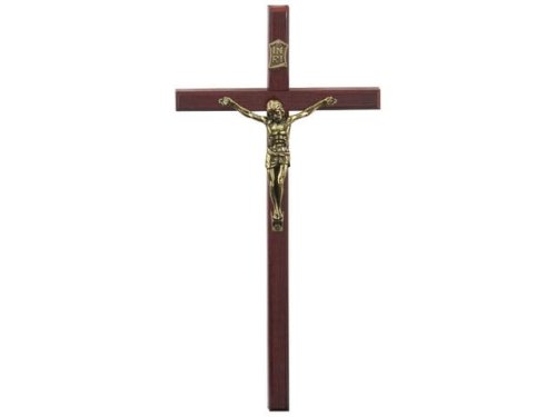 Krzyż wiszący drewniany 12,5 cm - ciemny
