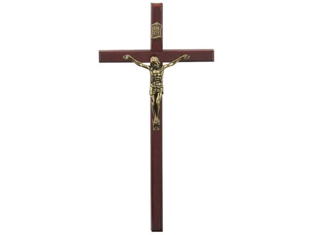 Krzyż wiszący drewniany 12,5 cm - ciemny