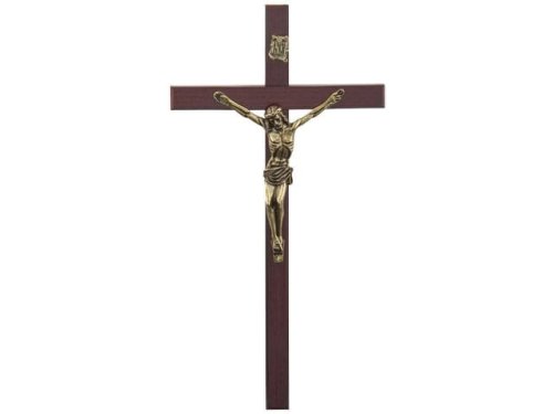 Krzyż wiszący drewniany 21 cm - ciemny
