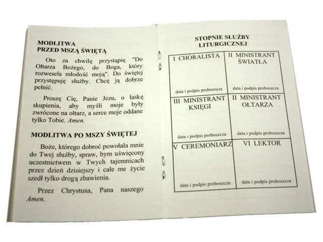 Legitymacja Ministranta - książeczka