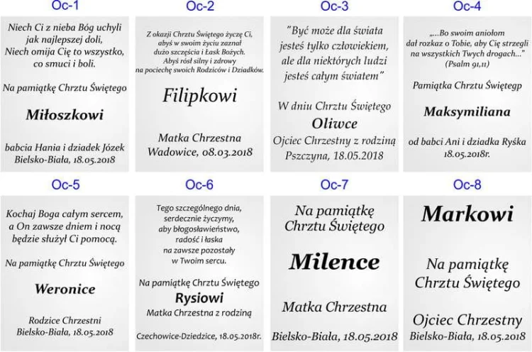 wzory dedykacji - Chrzest Święty