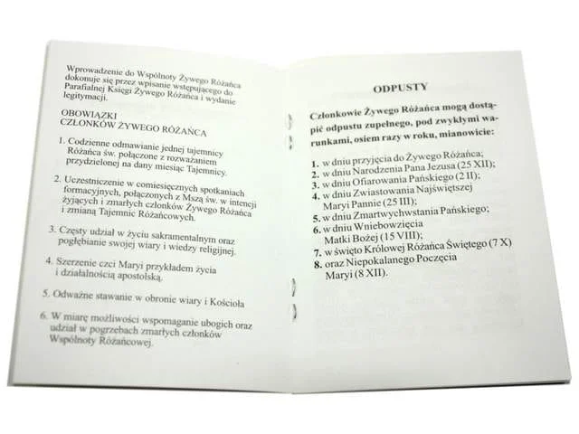 Legitymacja Żywego Różańca - książeczka