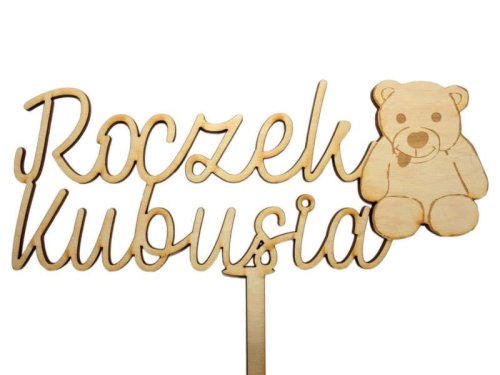 Topper na Roczek z imieniem - miś