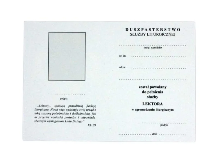 Legitymacja lektora - broszurka