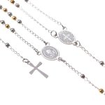 Różaniec naszyjnik - św. Benedykt - stal nierdzewna