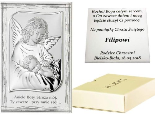 Aniołek Stróż srebrny v29 11x17cm