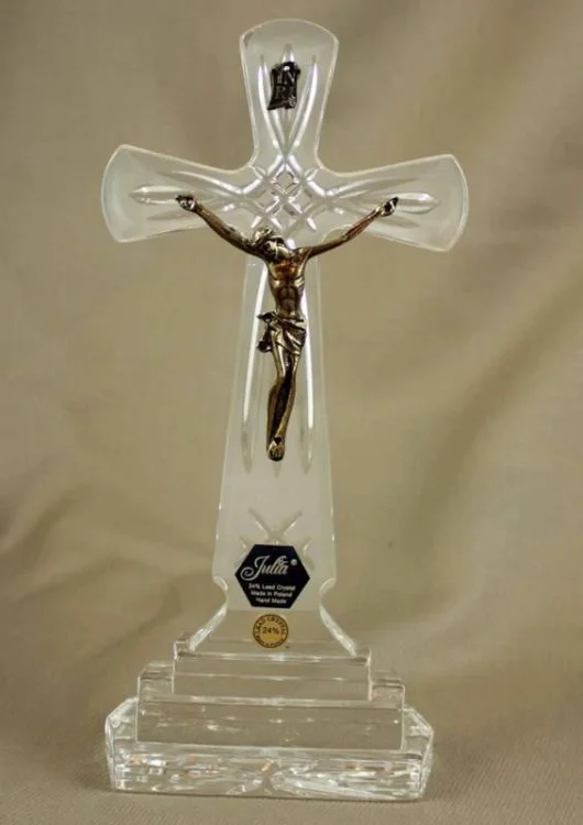 Krzyż stojący kryształ 23 cm