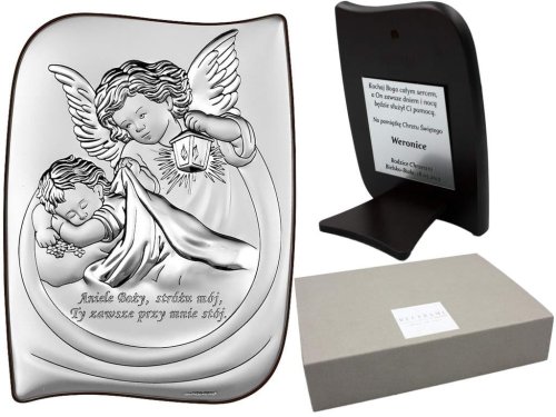 Anioł Stróż srebrzony v24 13x18 cm