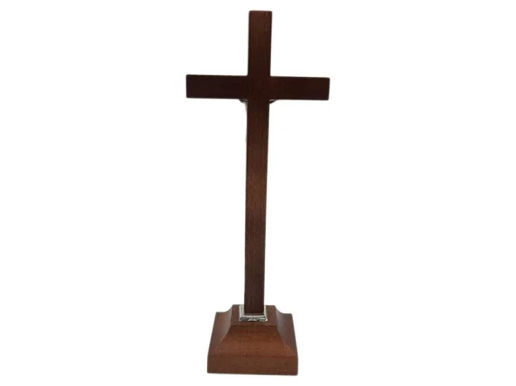 Krzyż stojący drewniany JUT 23 cm ciemny
