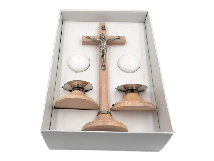 Komplet kolędowy drewniany 22 cm jasny
